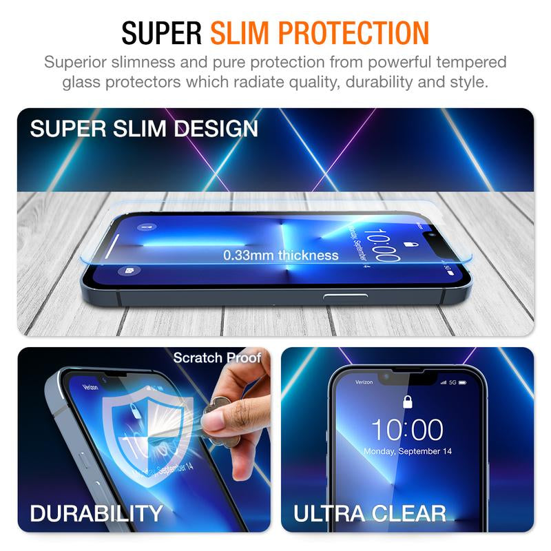 Trianium Tempered Glass Screen Protector Compatible for Iphone 13 Pro Max (2021), 3 Pack HD Glass 9H Film Accessories Handheld