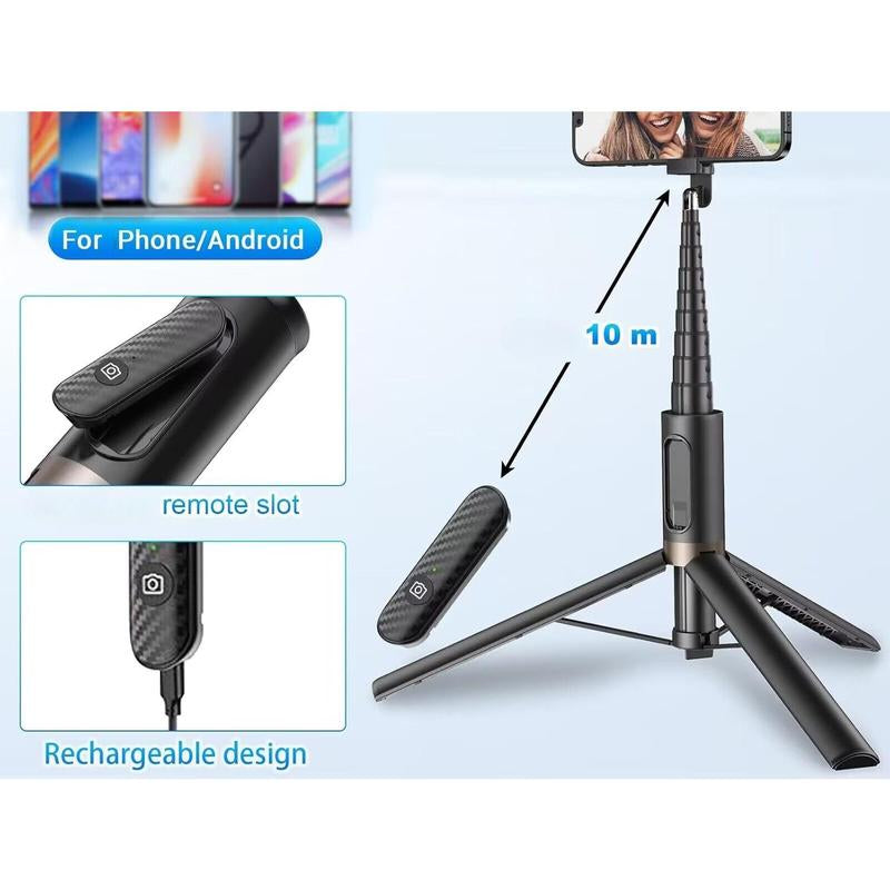 60" Cell Phone Selfie Stick Tripod,Smartphone Tripod Stand with Integrated Remote,Portable,Lightweight,Tall Extendable Phone Tripod for Phone
