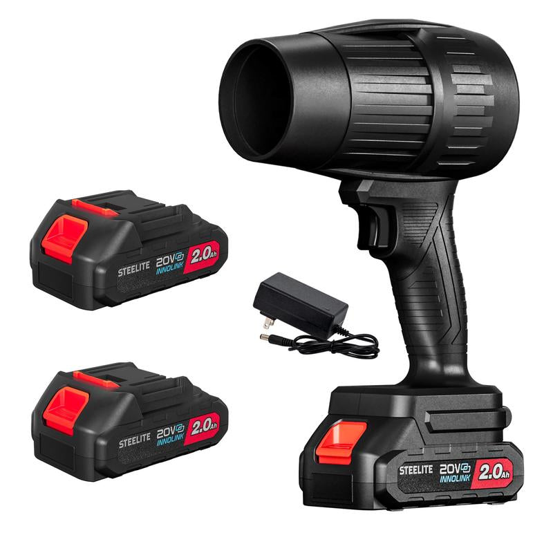 Steelite Electric Cordless Leaf Blower, Handheld Turbo Jet Blower, Car Drying after Wash, Snow Blower with Batteries and Charger Included, Home Improve, Lightweight Leaf Blowers for Patio Cleaning, Lawn Care, Blowing Leaves and Dust, Black Friday Gift