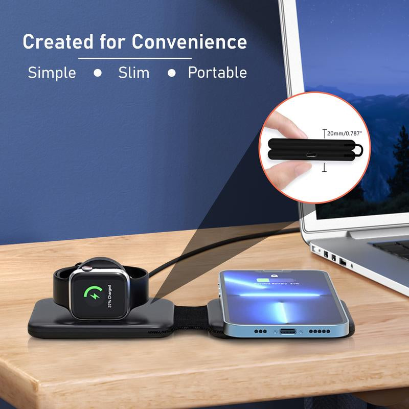 GEEKYFUNTECH Foldable Fast Wireless Charging Station (Black) – Travel-Size Compact Charger Wireless Charger Wireless Charging