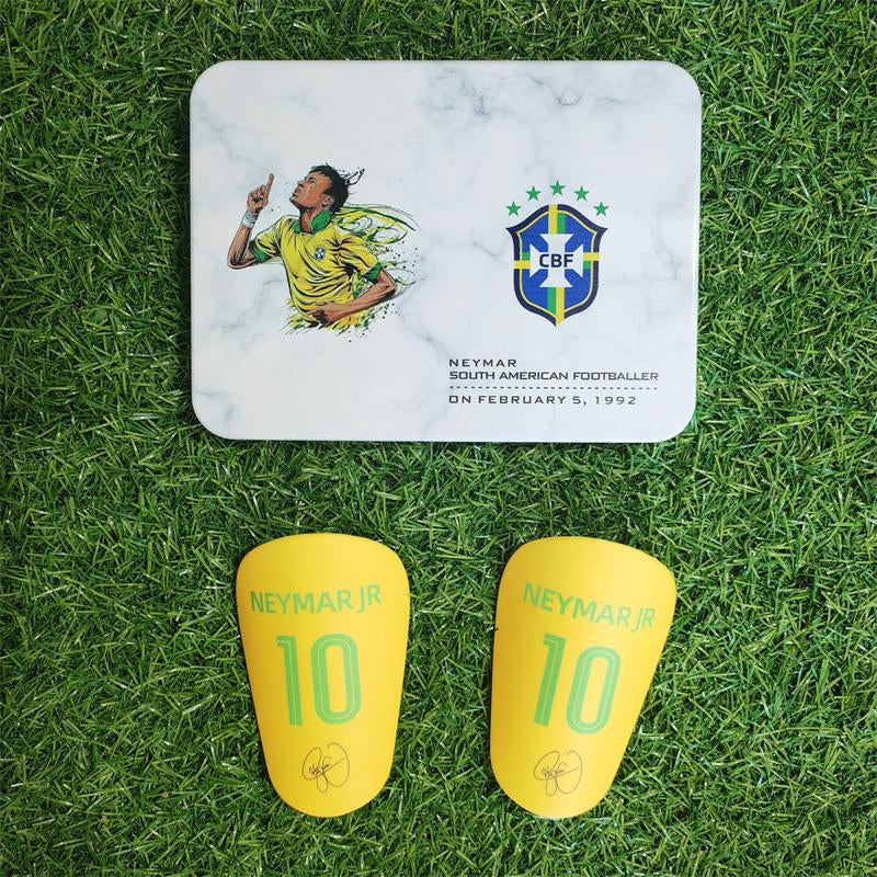 Neymar Jr Gift Bundle(1 Neymar Gift Box+1 Keychain+1 Figure+1 Pen+1 Necklace+2 Rings+1 Pair of Shin Guards+5 Wristbands) Football