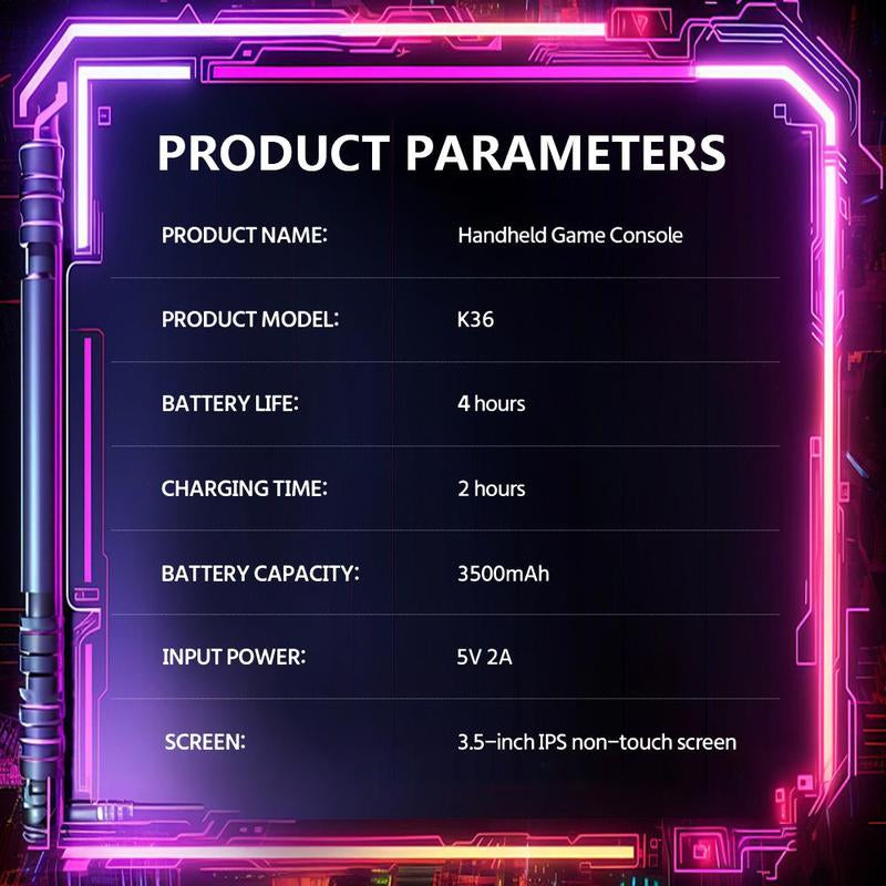 Handheld Game Console, 3.5 Inch IPS HD Screen Retro Game Console, Rechargeable Game Console with Dual 3D Joystick for Home