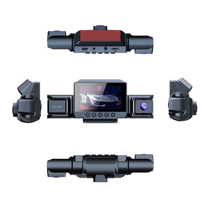 【Paslda】4-Channel Dash Cam with Enhanced Night Vision Stable Wifi High-Durability Shell 3" IPS Screen 1080P Car DVR 32GB Sd Card GPS Parking Mode Loop Recording