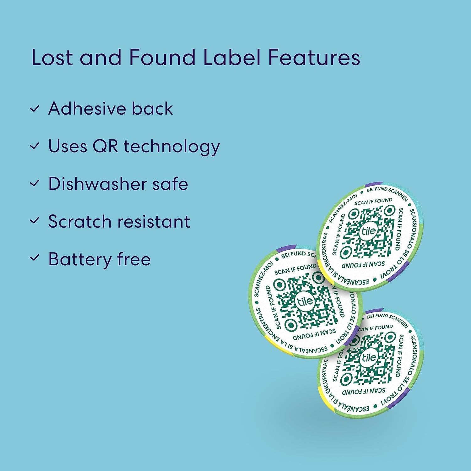 Mate + Lost and Found Labels - Bluetooth Tracker for Keys, Bags and More; QR Scannable Labels for Laptops, Water Bottles, Kids Toys, Headphones and More. Ios and Android Compatible.