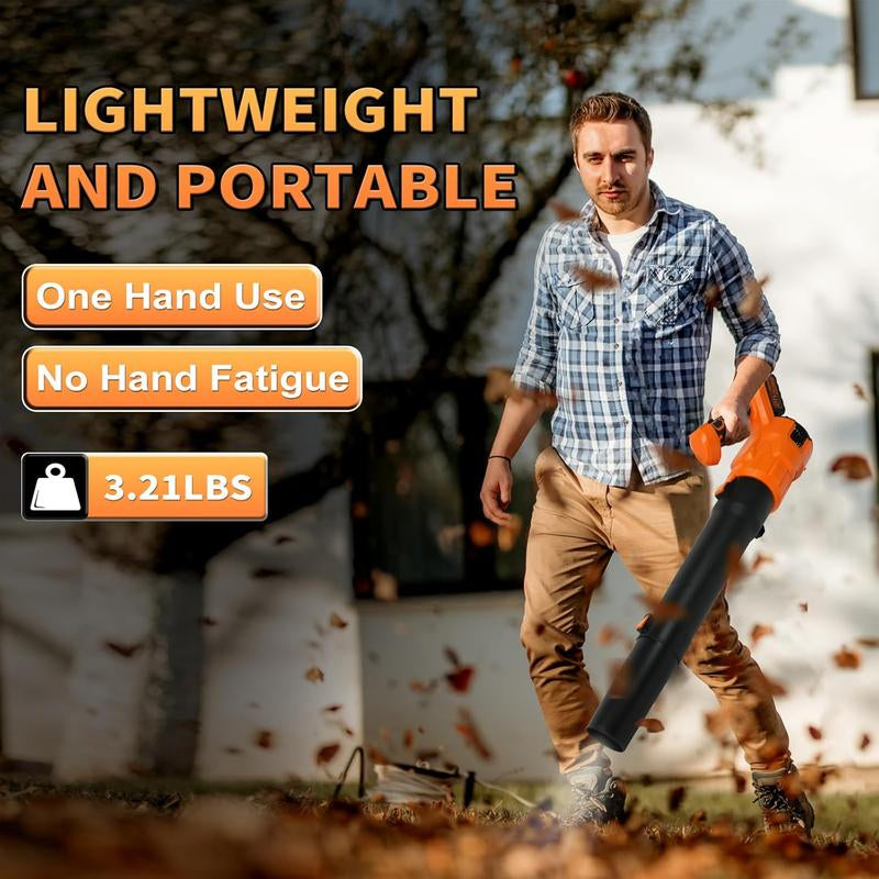 Leaf Blower Cordless with 21V 4.0Ah Battery & Charger, Lightweight Electric Cordless Leaf Blower with 2 Blowing Nozzles, Leaf Blower for Lawn Care Patio Porch Blowing Leaves Snow