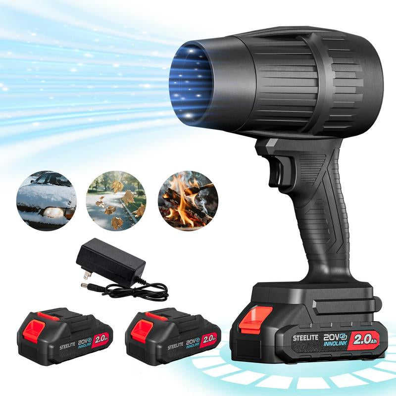 Steelite Electric Cordless Leaf Blower, Handheld Turbo Jet Blower, Car Drying after Wash, Snow Blower with Batteries and Charger Included, Home Improve, Lightweight Leaf Blowers for Patio Cleaning, Lawn Care, Blowing Leaves and Dust, Black Friday Gift
