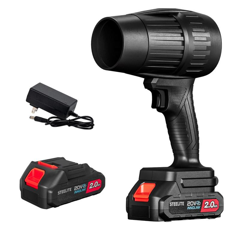 Steelite Electric Cordless Leaf Blower, Handheld Turbo Jet Blower, Car Drying after Wash, Snow Blower with Batteries and Charger Included, Home Improve, Lightweight Leaf Blowers for Patio Cleaning, Lawn Care, Blowing Leaves and Dust, Black Friday Gift