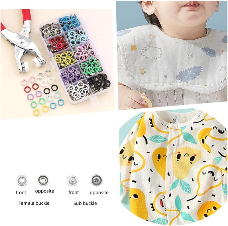 Including 100Pcs Invisible Colored Metal Buckle & 1 Count Manual Pressure Pliers,Household Sewing Accessories for DIY Handicraft Clothing & Hat,Buttons & Pliers Tool Kit,Seamless Stitching Sewing Kit Tools,Sewing Supplies Crafts.