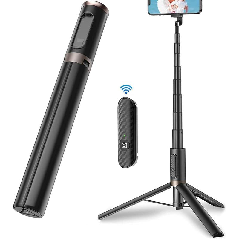 60" Cell Phone Selfie Stick Tripod,Smartphone Tripod Stand with Integrated Remote,Portable,Lightweight,Tall Extendable Phone Tripod for Phone