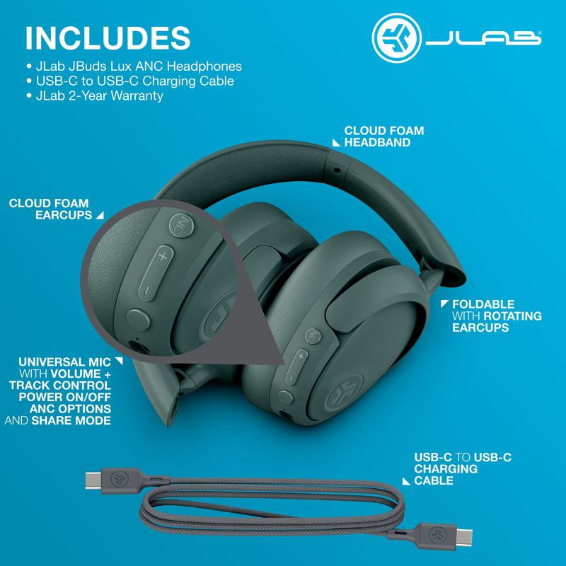 Jlab Jbuds Lux ANC & Mini Sage Gift Set, 1 Set of Earbuds + Headphones