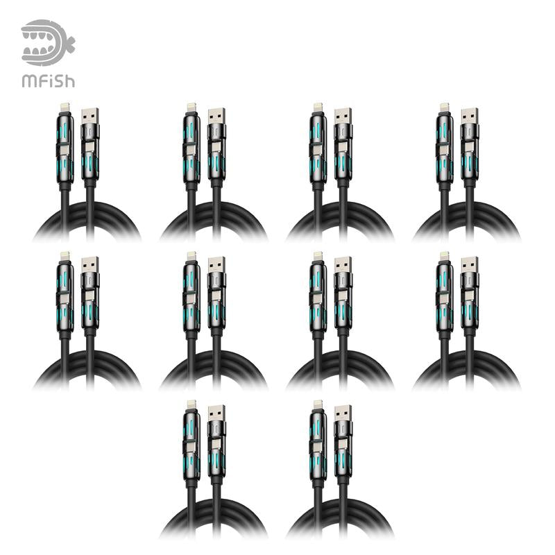 Mfish Armored Dragon I 4-In-1 Multi 240W Fast Charging Cable with USB a Type C Lightning for Iphone17&Samsung Laptops Charger