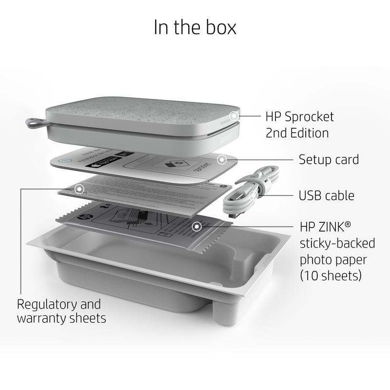 HP Sprocket Portable 2X3" Instant Photo Printer, Prints from Ios or Android Devices