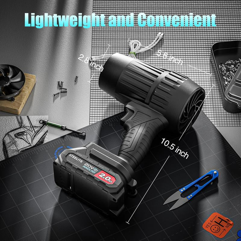 Steelite Electric Cordless Leaf Blower, Handheld Turbo Jet Blower, Car Drying after Wash, Snow Blower with Batteries and Charger Included, Home Improve, Lightweight Leaf Blowers for Patio Cleaning, Lawn Care, Blowing Leaves and Dust, Black Friday Gift