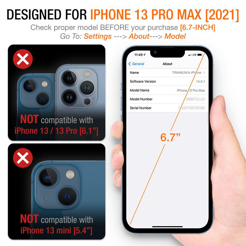 Trianium Tempered Glass Screen Protector Compatible for Iphone 13 Pro Max (2021), 3 Pack HD Glass 9H Film Accessories Handheld