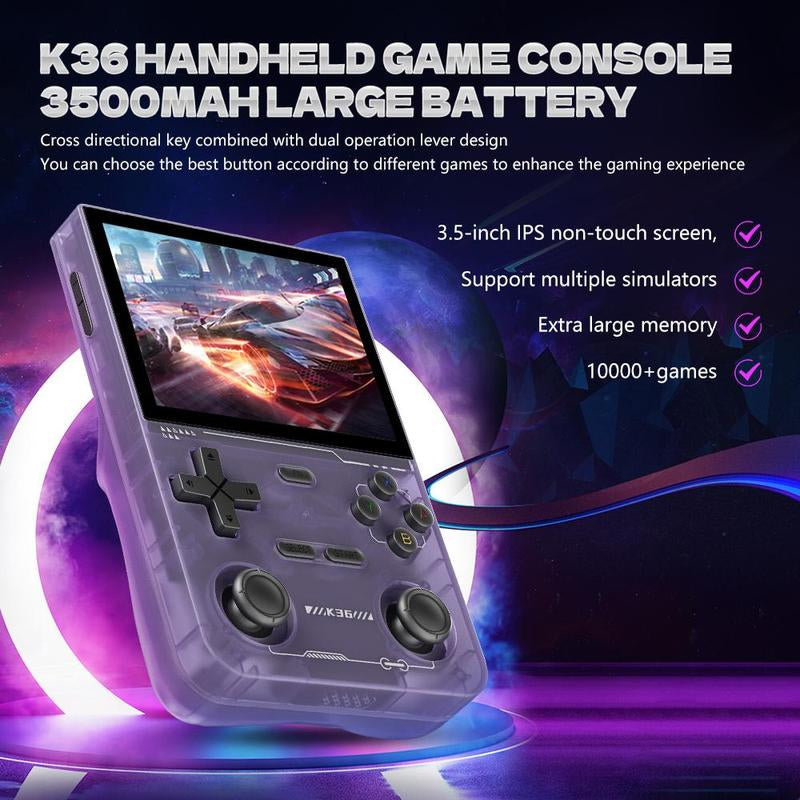 Handheld Game Console, 3.5 Inch IPS HD Screen Retro Game Console, Rechargeable Game Console with Dual 3D Joystick for Home