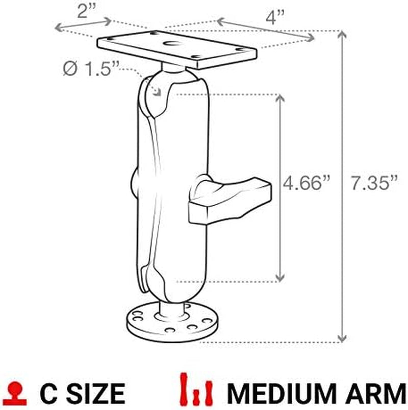 Drill-Down Double GPS Ball Mount for Humminbird Helix 7 RAM-202-24-202U with Medium Arm