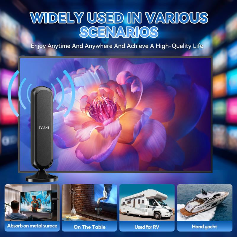 TV Antenna – High-Gain Indoor 4K HDTV Digital Antenna for Smart Tvs with Enhanced Signal Reception, Long Range Coverage, Easy Installation for Apartments, Living Rooms, Bedrooms, Cable-Free TV, Digital Channels, Outdoorfun RV TV Antenna