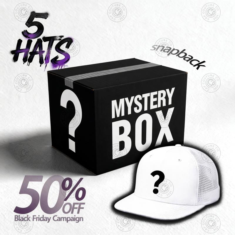 Mystery Hat Box - Five Randomly Picked Flat Brim Trucker Hats - Mystery Birthday Gift, Friend Gift, Mystery Box Challenge