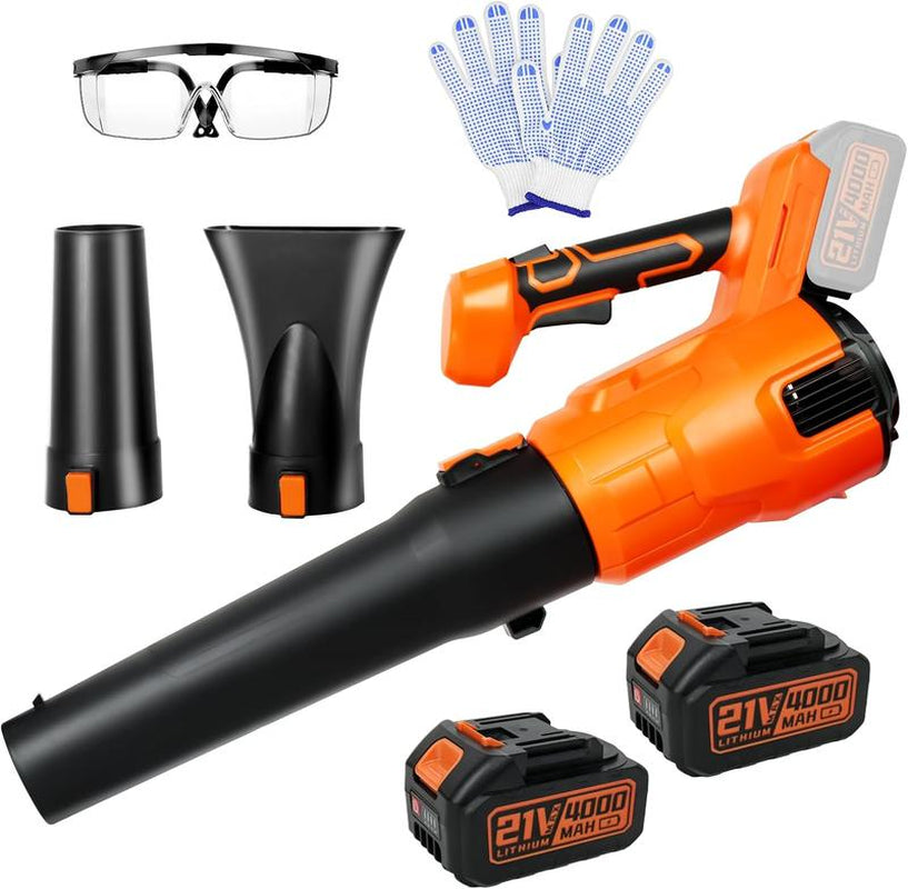 Leaf Blower Cordless with 21V 4.0Ah Battery & Charger, Lightweight Electric Cordless Leaf Blower with 2 Blowing Nozzles, Leaf Blower for Lawn Care Patio Porch Blowing Leaves Snow