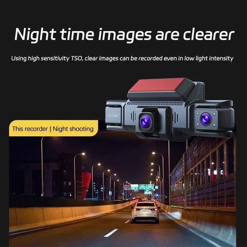 【Paslda】4-Channel Dash Cam with Enhanced Night Vision Stable Wifi High-Durability Shell 3" IPS Screen 1080P Car DVR 32GB Sd Card GPS Parking Mode Loop Recording
