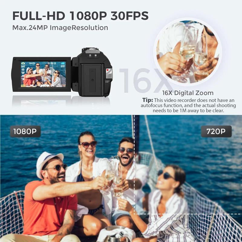 Dvc Camera, Full HD 1080P Video Recorder, 3-Inch Tft LCD Screen, 270° Rotating IPS Display, Includes Remote & 32GB Memory Card #TOP PICKS