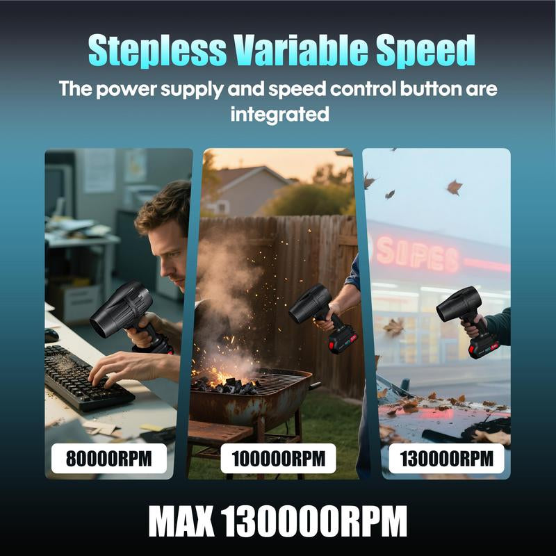 Steelite Electric Cordless Leaf Blower, Handheld Turbo Jet Blower, Car Drying after Wash, Snow Blower with Batteries and Charger Included, Home Improve, Lightweight Leaf Blowers for Patio Cleaning, Lawn Care, Blowing Leaves and Dust, Black Friday Gift