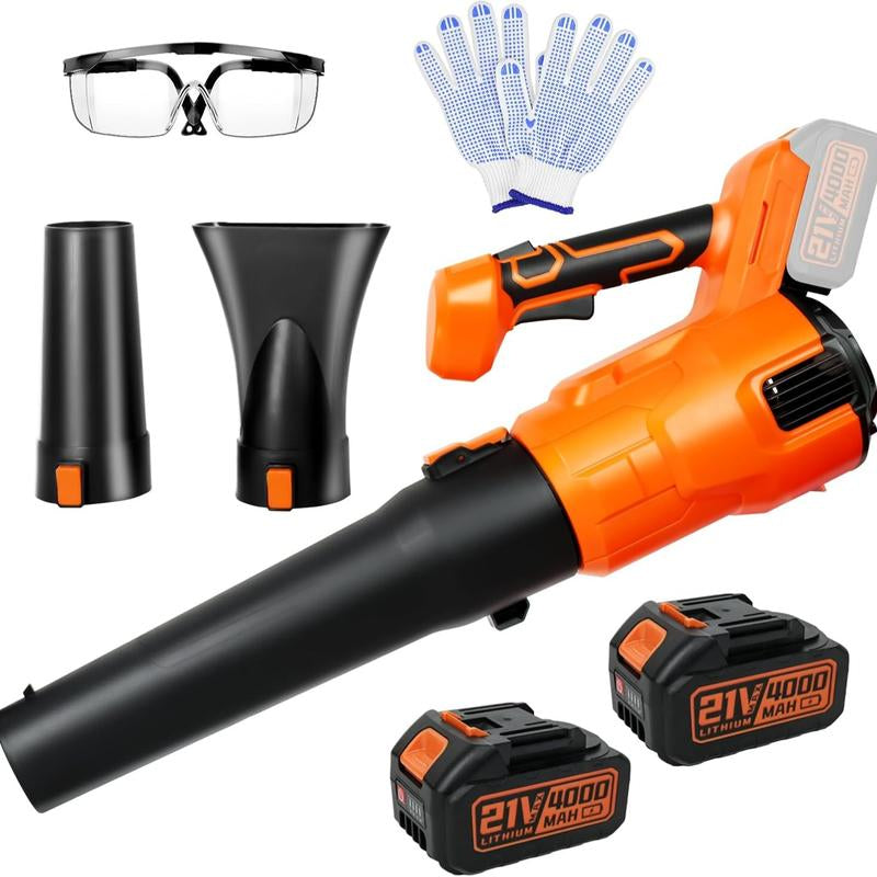 Leaf Blower Cordless with 21V 4.0Ah Battery & Charger, Lightweight Electric Cordless Leaf Blower with 2 Blowing Nozzles, Leaf Blower for Lawn Care Patio Porch Blowing Leaves Snow