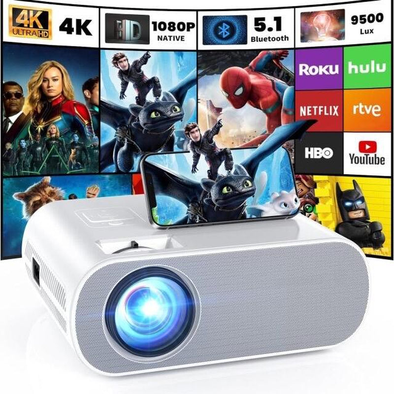 Mini Projector, Full HD 1080P Video Projector, Portable Outdoor Projector with Tripod, Kids Gift, Home Theater Movie Phone Projector Compatible with Android/Ios/Windows/Tv Stick/Hdmi/Usb Device Audio