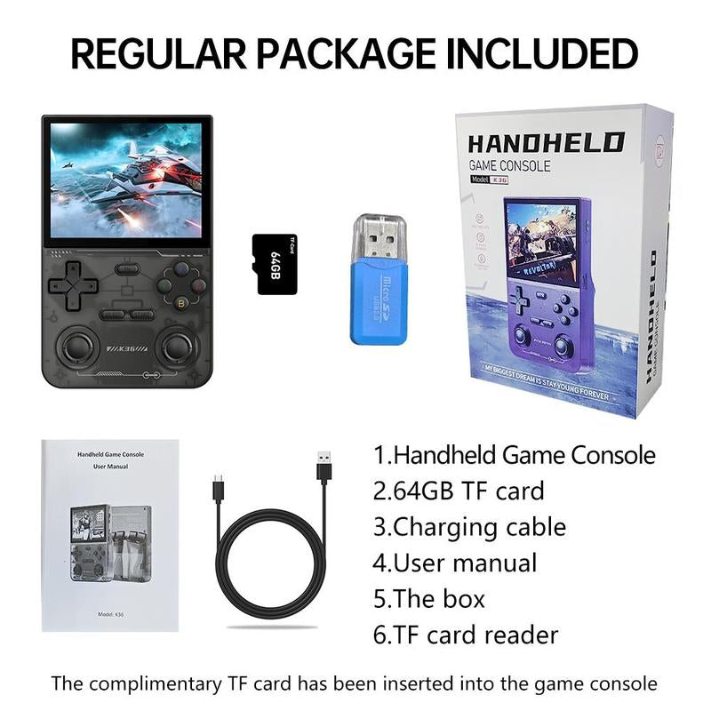 Handheld Game Console, 3.5 Inch IPS HD Screen Retro Game Console, Rechargeable Game Console with Dual 3D Joystick for Home