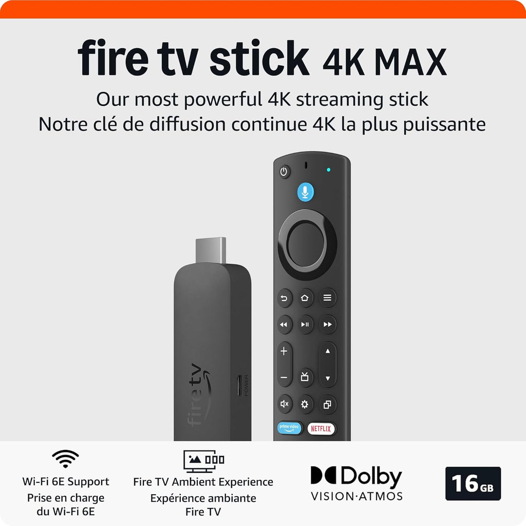 Fire TV Stick 4K Max (Newest Model), Streaming Device, Supports Wi-Fi 6E, Free & Live TV without Cable or Satellite