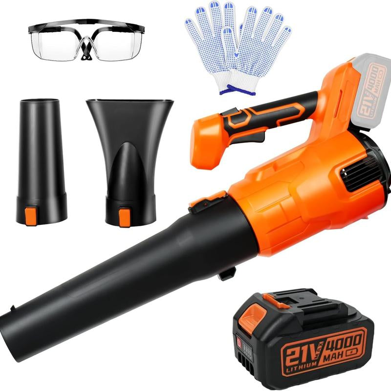 Leaf Blower Cordless with 21V 4.0Ah Battery & Charger, Lightweight Electric Cordless Leaf Blower with 2 Blowing Nozzles, Leaf Blower for Lawn Care Patio Porch Blowing Leaves Snow