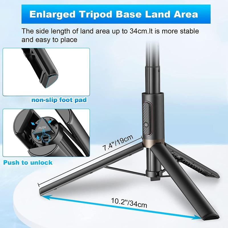 60" Cell Phone Selfie Stick Tripod,Smartphone Tripod Stand with Integrated Remote,Portable,Lightweight,Tall Extendable Phone Tripod for Phone