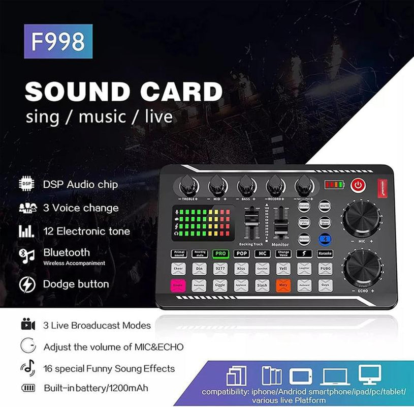 Safring Podcast Equipment Bundle with BM800 Mic DJ Mixer Effects & Voice Changer, Live Sound Card Audio Mixer, Condenser Usb Microphone Recording Studio Package for Live Streaming/Gaming/Podcast/Recording/Vocal/Game Voice/Youtube Desk Clamp