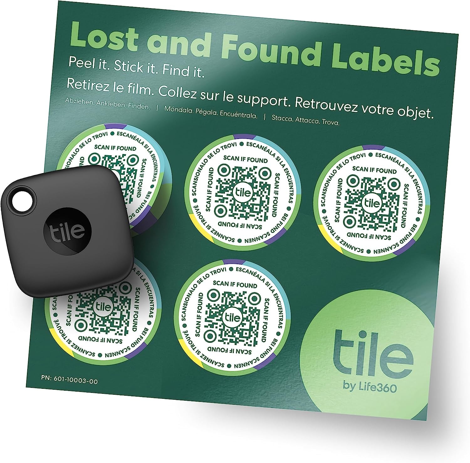 Mate + Lost and Found Labels - Bluetooth Tracker for Keys, Bags and More; QR Scannable Labels for Laptops, Water Bottles, Kids Toys, Headphones and More. Ios and Android Compatible.