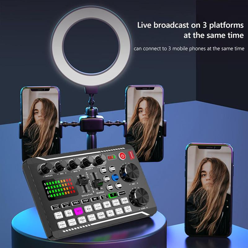 Safring Podcast Equipment Bundle with BM800 Mic DJ Mixer Effects & Voice Changer, Live Sound Card Audio Mixer, Condenser Usb Microphone Recording Studio Package for Live Streaming/Gaming/Podcast/Recording/Vocal/Game Voice/Youtube Desk Clamp