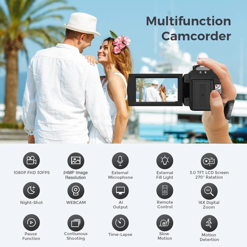 Dvc Camera, Full HD 1080P Video Recorder, 3-Inch Tft LCD Screen, 270° Rotating IPS Display, Includes Remote & 32GB Memory Card #TOP PICKS