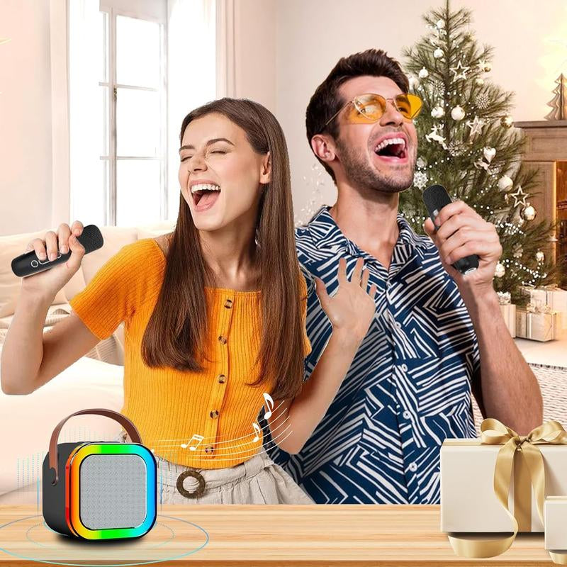 HITOZON Portable Wireless Karaoke Speaker with Wireless Microphone,Hifi Stereo Sound KTV Speaker System,Wireless Speaker with RGB LED Lights,Modified Voice,Karaoke Machine for Outdoor,Travel, Best Gift for Home Party,Birthday Gift Speaker Bluetooth Audio