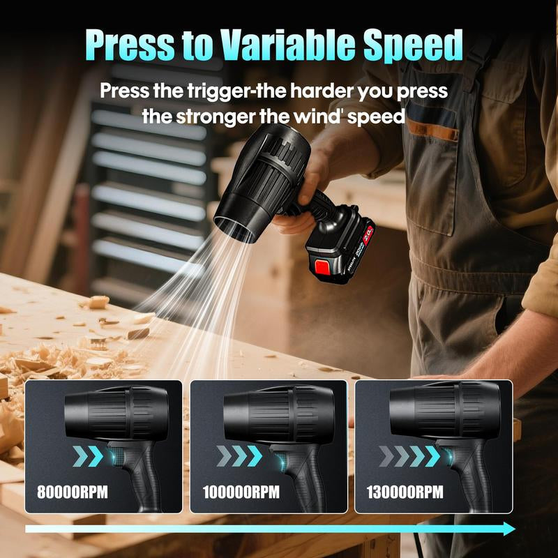 Steelite Electric Cordless Leaf Blower, Handheld Turbo Jet Blower, Car Drying after Wash, Snow Blower with Batteries and Charger Included, Home Improve, Lightweight Leaf Blowers for Patio Cleaning, Lawn Care, Blowing Leaves and Dust, Black Friday Gift