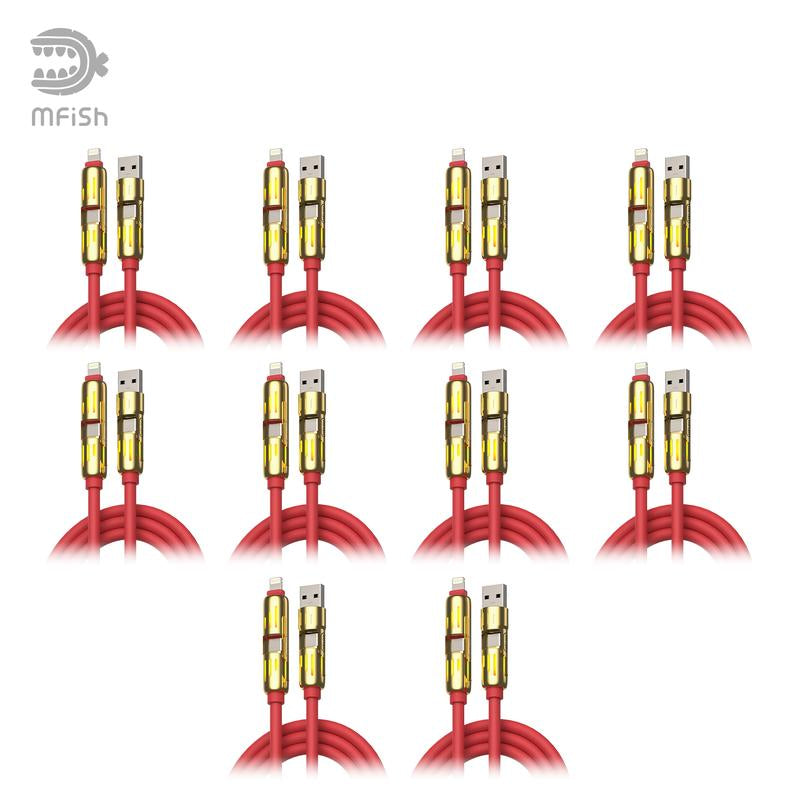 Mfish Armored Dragon I 4-In-1 Multi 240W Fast Charging Cable with USB a Type C Lightning for Iphone17&Samsung Laptops Charger