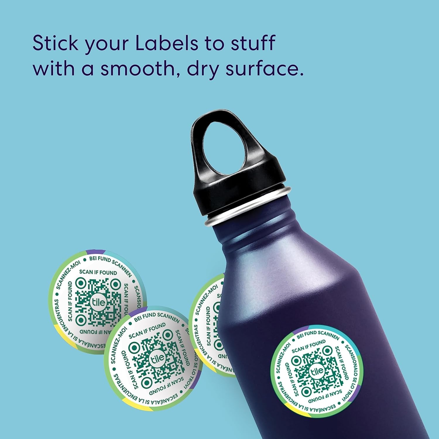 Mate + Lost and Found Labels - Bluetooth Tracker for Keys, Bags and More; QR Scannable Labels for Laptops, Water Bottles, Kids Toys, Headphones and More. Ios and Android Compatible.