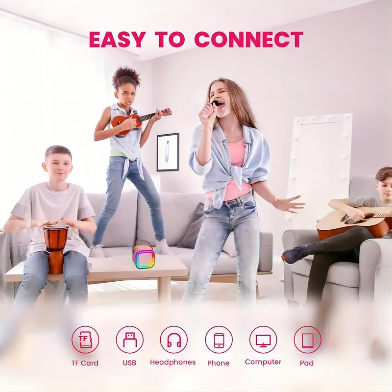 HITOZON Portable Wireless Karaoke Speaker with Wireless Microphone,Hifi Stereo Sound KTV Speaker System,Wireless Speaker with RGB LED Lights,Modified Voice,Karaoke Machine for Outdoor,Travel, Best Gift for Home Party,Birthday Gift Speaker Bluetooth Audio