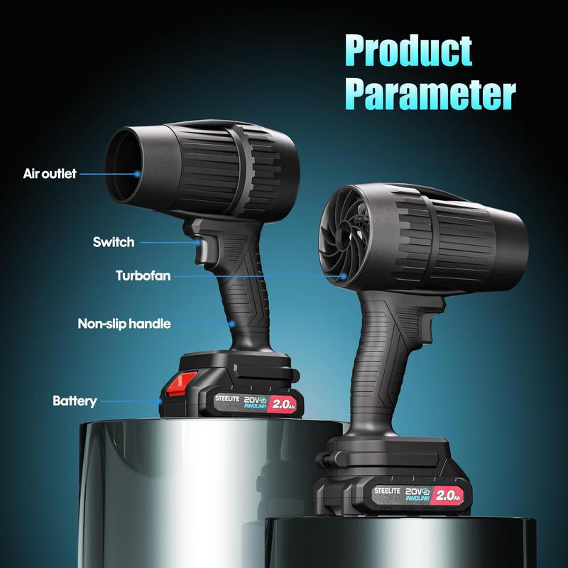 Steelite Electric Cordless Leaf Blower, Handheld Turbo Jet Blower, Car Drying after Wash, Snow Blower with Batteries and Charger Included, Home Improve, Lightweight Leaf Blowers for Patio Cleaning, Lawn Care, Blowing Leaves and Dust, Black Friday Gift