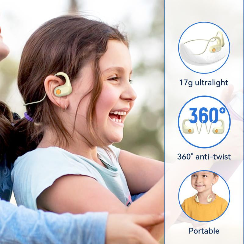 Ancwear Active Kids Bluetooth 5.3 Open-Ear Headset : Safe for Everyday Use, Electronic Earphones with Audio, Durable Design, Stereo Earbuds with Charging Case Portable Streaming Open Headphones Mini Bluetooth