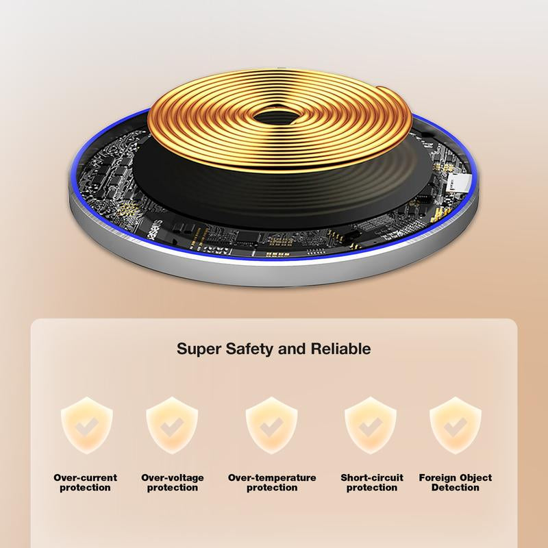 Bamboo Elegance Wireless Charger 15W QI Certified Charging Pad for Ultimate Convenience for Phone Earbuds Cordless Chargers for Iphone 8, Iphone 8 Plus, Iphone X Ect Smartphone Cellphone