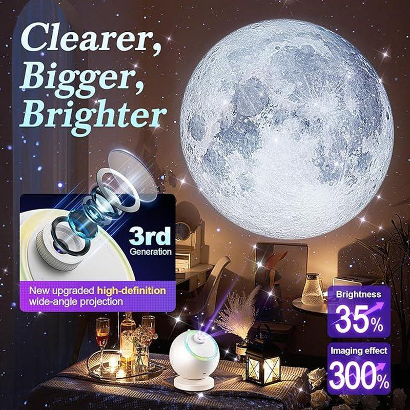 Planetarium Projector, HD Film Galaxy Projector for Bedroom, Rechargeable Star Projector Galaxy Light with 15Music&Bluetooth, Spaceprojector with Timer,Moon Light Lamp for Bedroom Decor