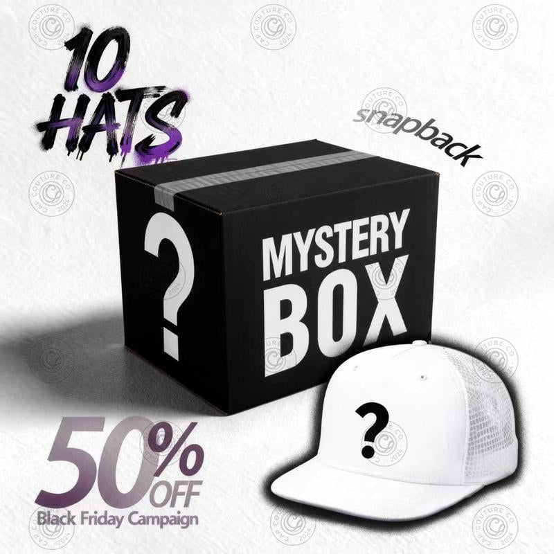 Mystery Hat Box - Five Randomly Picked Flat Brim Trucker Hats - Mystery Birthday Gift, Friend Gift, Mystery Box Challenge