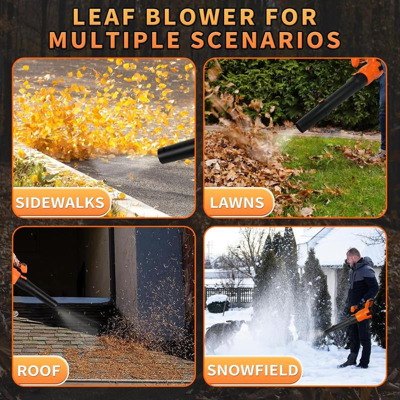 Leaf Blower Cordless with 21V 4.0Ah Battery & Charger, Lightweight Electric Cordless Leaf Blower with 2 Blowing Nozzles, Leaf Blower for Lawn Care Patio Porch Blowing Leaves Snow