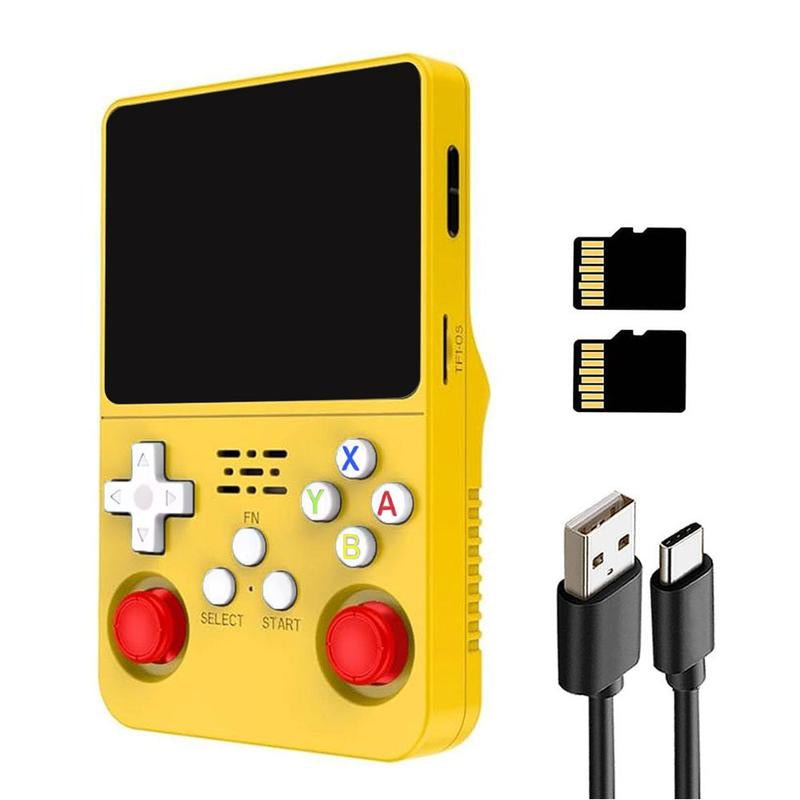 R36S Retro Video Handheld Game Console with Linux System 3.5 in IPS Screen 3000Mah Battery 32G+64G TF Card Pre-Installed Games Protection Black