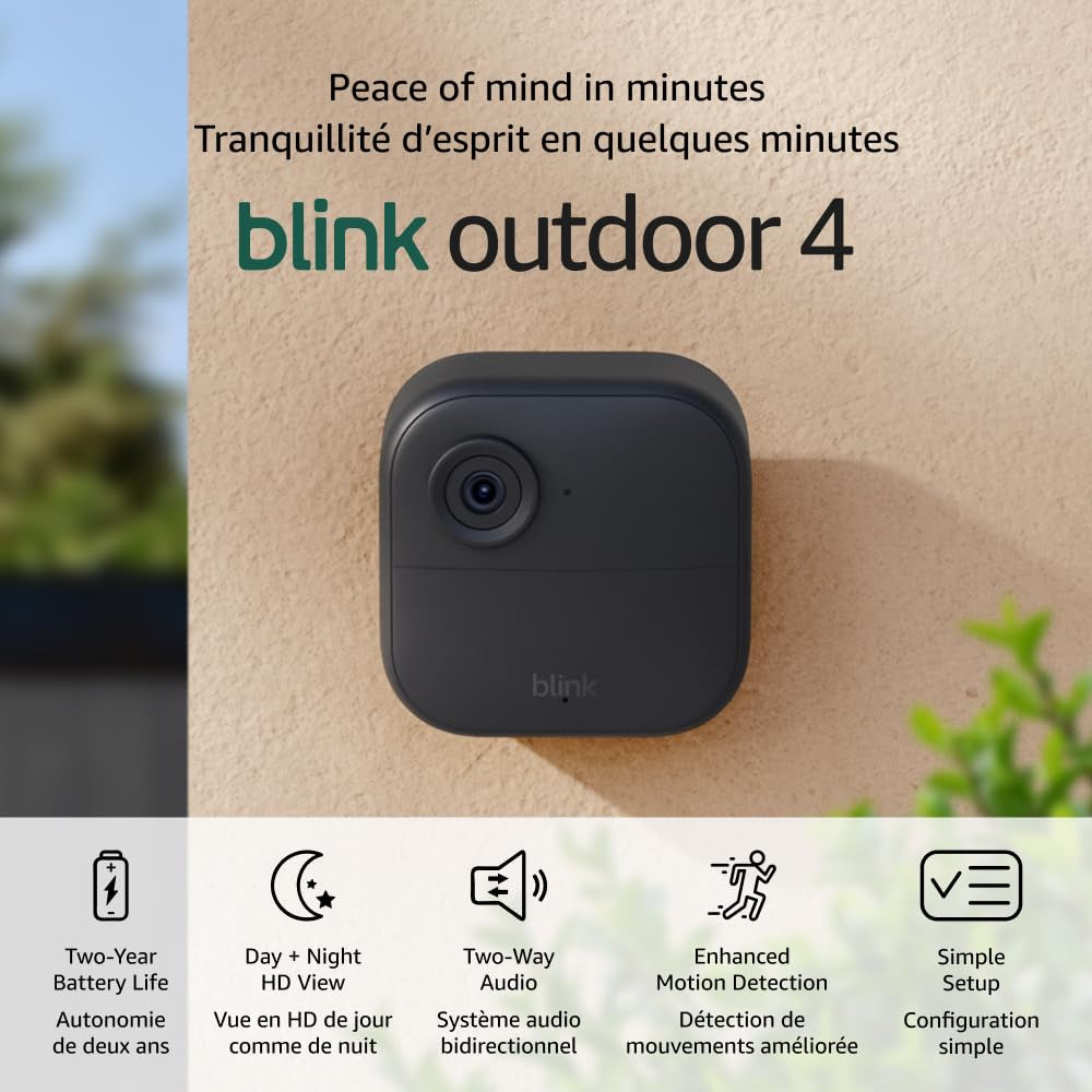 Outdoor 4 – Wireless Smart Security Camera, Two-Year Battery Life, 1080P HD Day and Infrared Night Live View, Two-Way Talk. Sync Module Core Included – 1 Camera System