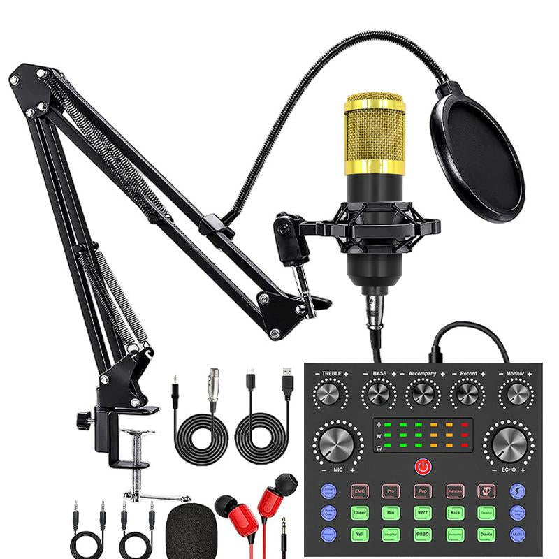 Safring Podcast Equipment Bundle with BM800 Mic DJ Mixer Effects & Voice Changer, Live Sound Card Audio Mixer, Condenser Usb Microphone Recording Studio Package for Live Streaming/Gaming/Podcast/Recording/Vocal/Game Voice/Youtube Desk Clamp